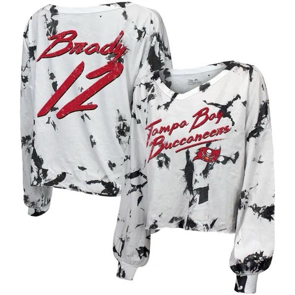 Majestic Tampa Bay Buccaneers Tom Brady #12 Shirt Womens XL White Black Red